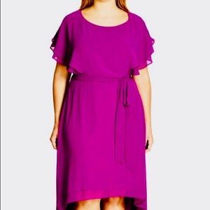 City Chic Purple Hi Low Flutter Dress XL/22W
